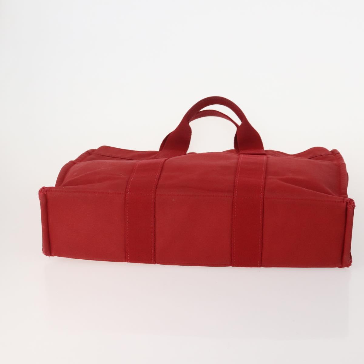 HERMES Fourre Tout Hand Bag Cotton 4 Set White Black Red Auth 176443