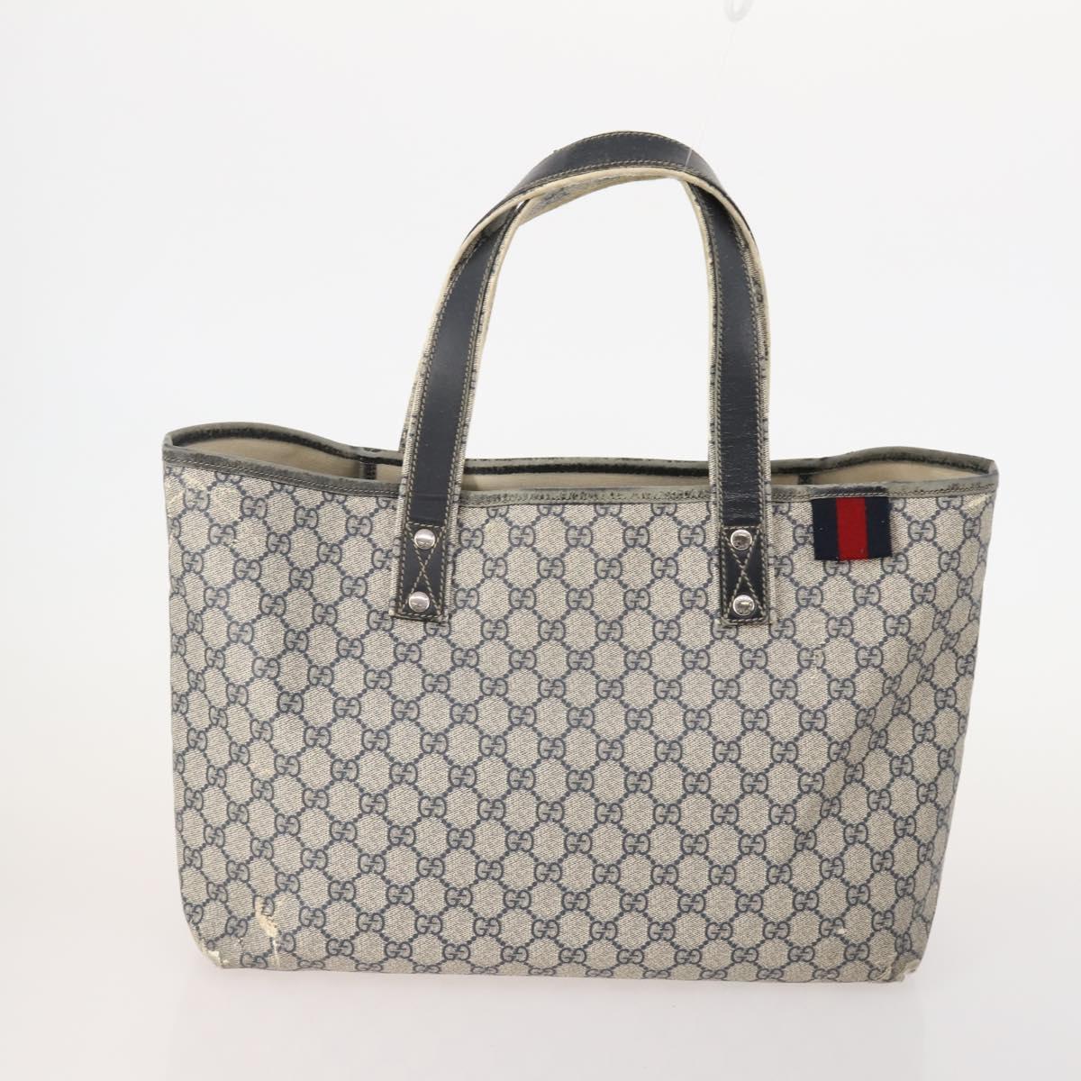 GUCCI GG Supreme GG Canvas Tote Bag PVC Nylon 4 Set Black Navy blue Auth 176444