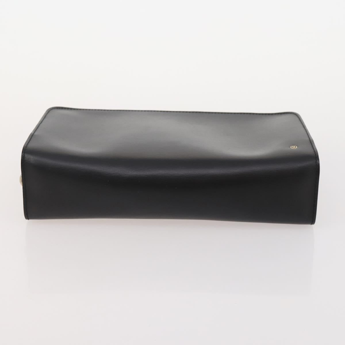 CARTIER Must Line Hand Bag Leather 4 Set Bordeaux Black Auth 176449