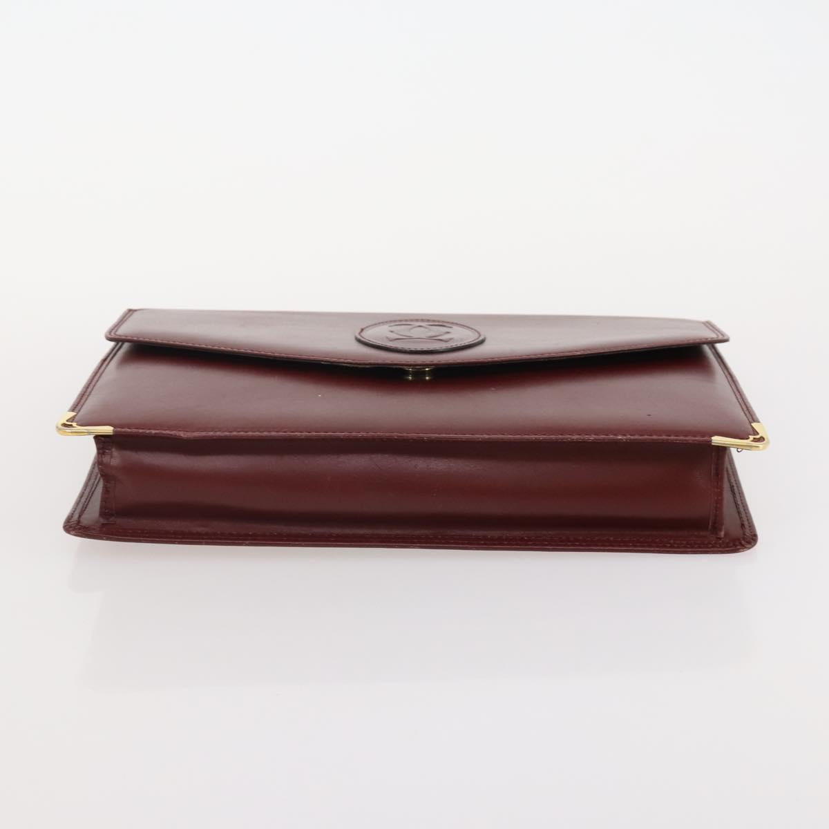 CARTIER Must Line Hand Bag Leather 4 Set Bordeaux Black Auth 176449