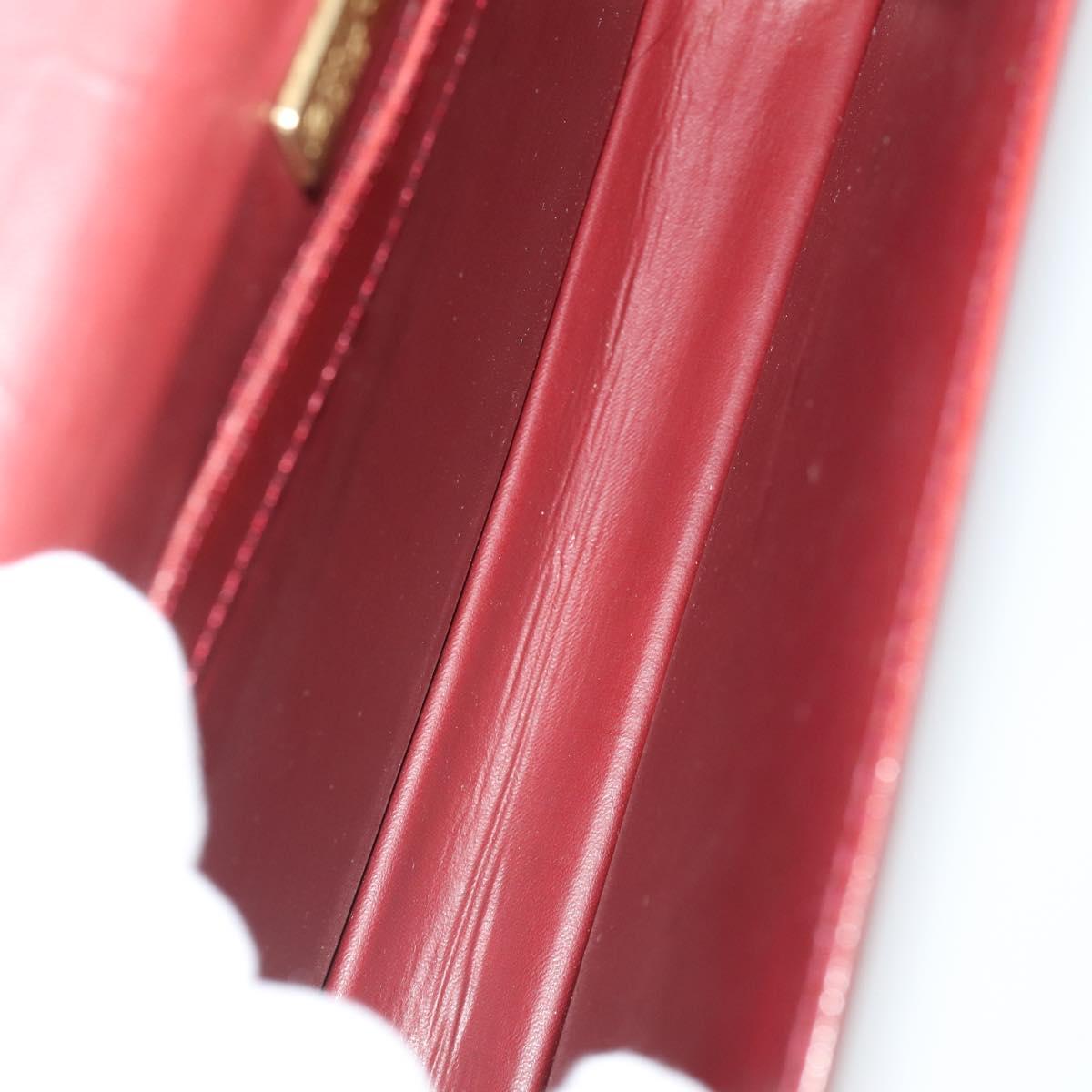 CARTIER Must Line Hand Bag Leather 4 Set Bordeaux Black Auth 176449