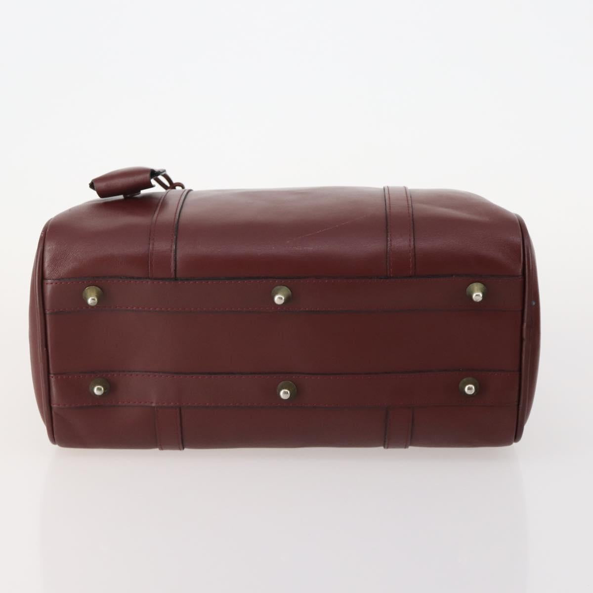 CARTIER Must Line Hand Bag Leather 4 Set Bordeaux Black Auth 176449