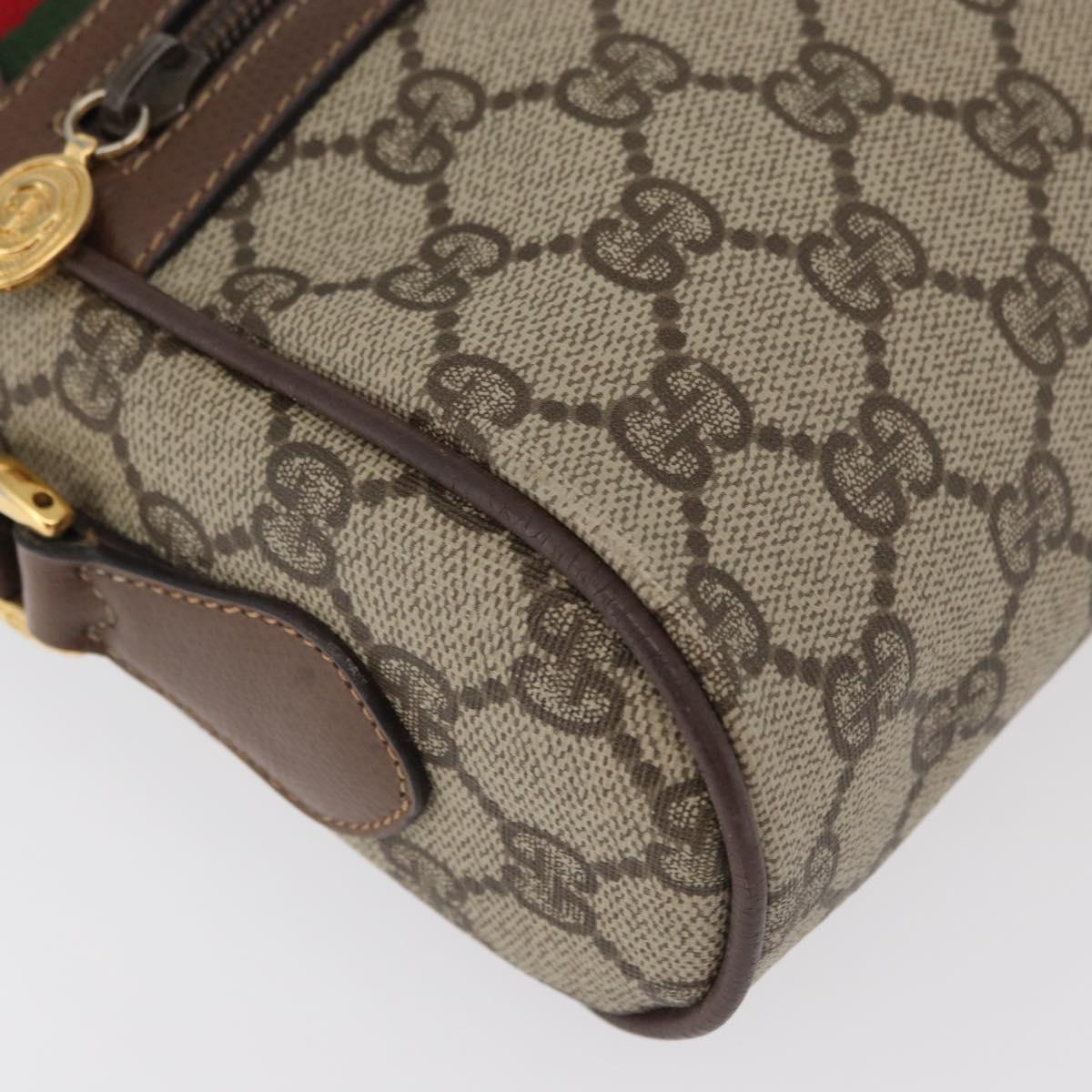 GUCCI GG Supreme Web Sherry Line Bag PVC Beige Gold 001 44 6655 Auth 176474
