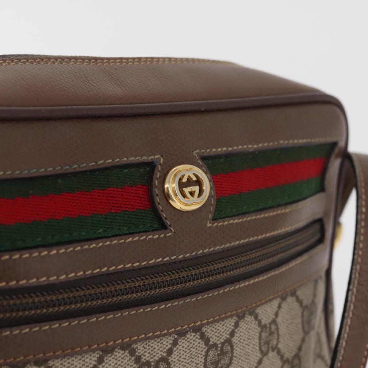 GUCCI GG Supreme Web Sherry Line Bag PVC Beige Gold 001 44 6655 Auth 176474