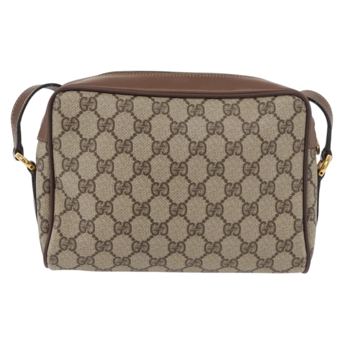 GUCCI GG Supreme Web Sherry Line Bag PVC Beige Gold 001 44 6655 Auth 176474
