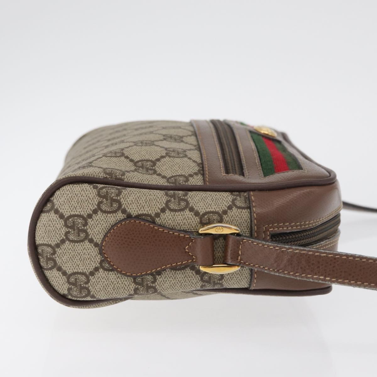 GUCCI GG Supreme Web Sherry Line Bag PVC Beige Gold 001 44 6655 Auth 176474