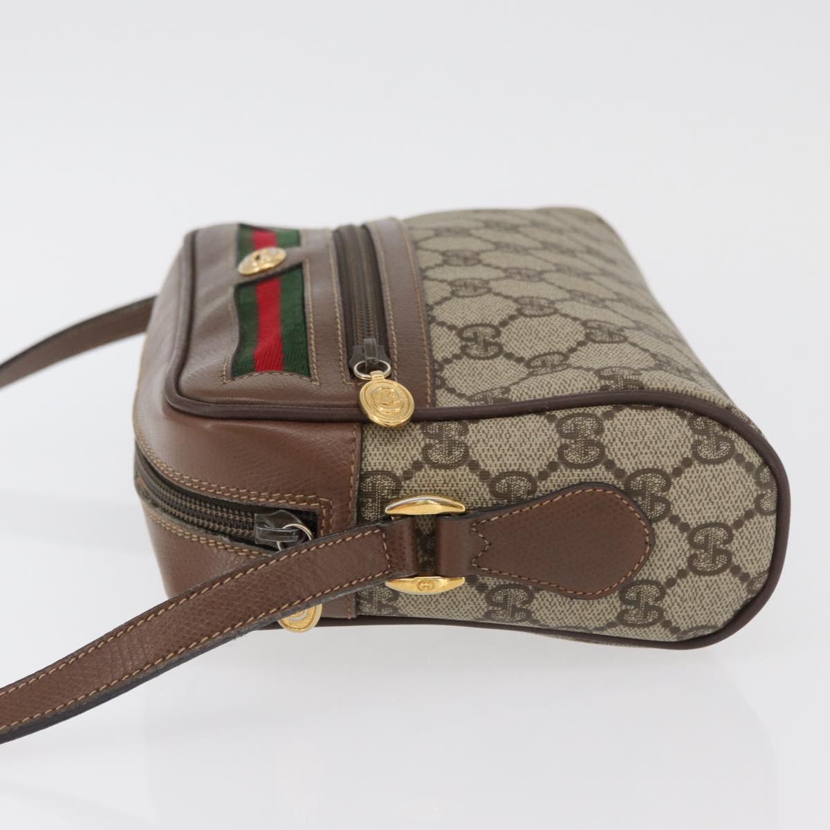 GUCCI GG Supreme Web Sherry Line Bag PVC Beige Gold 001 44 6655 Auth 176474