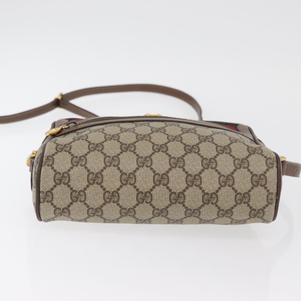GUCCI GG Supreme Web Sherry Line Bag PVC Beige Gold 001 44 6655 Auth 176474