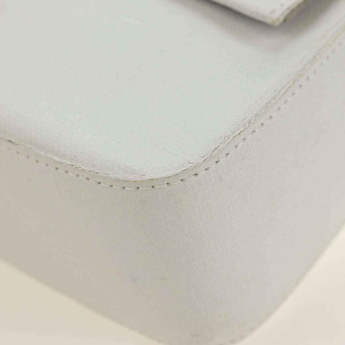 FENDI Drawing Mamma Baguette Shoulder Bag Canvas White Gold Auth 176502SM