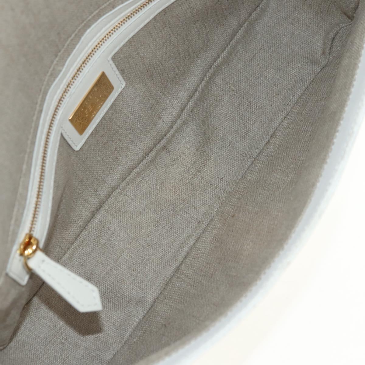 FENDI Drawing Mamma Baguette Shoulder Bag Canvas White Gold Auth 176502SM