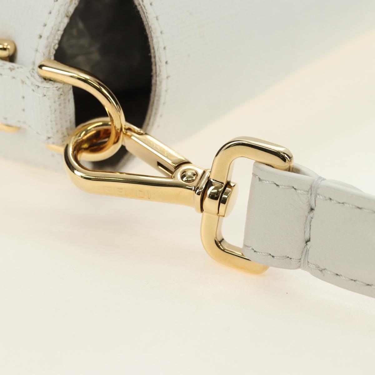 FENDI Drawing Mamma Baguette Shoulder Bag Canvas White Gold Auth 176502SM