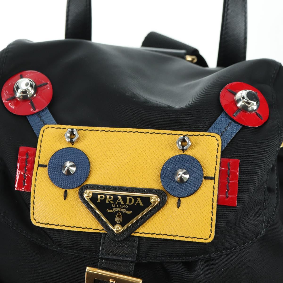 PRADA Robot Backpack Nylon Black Silver Auth 176514SAV