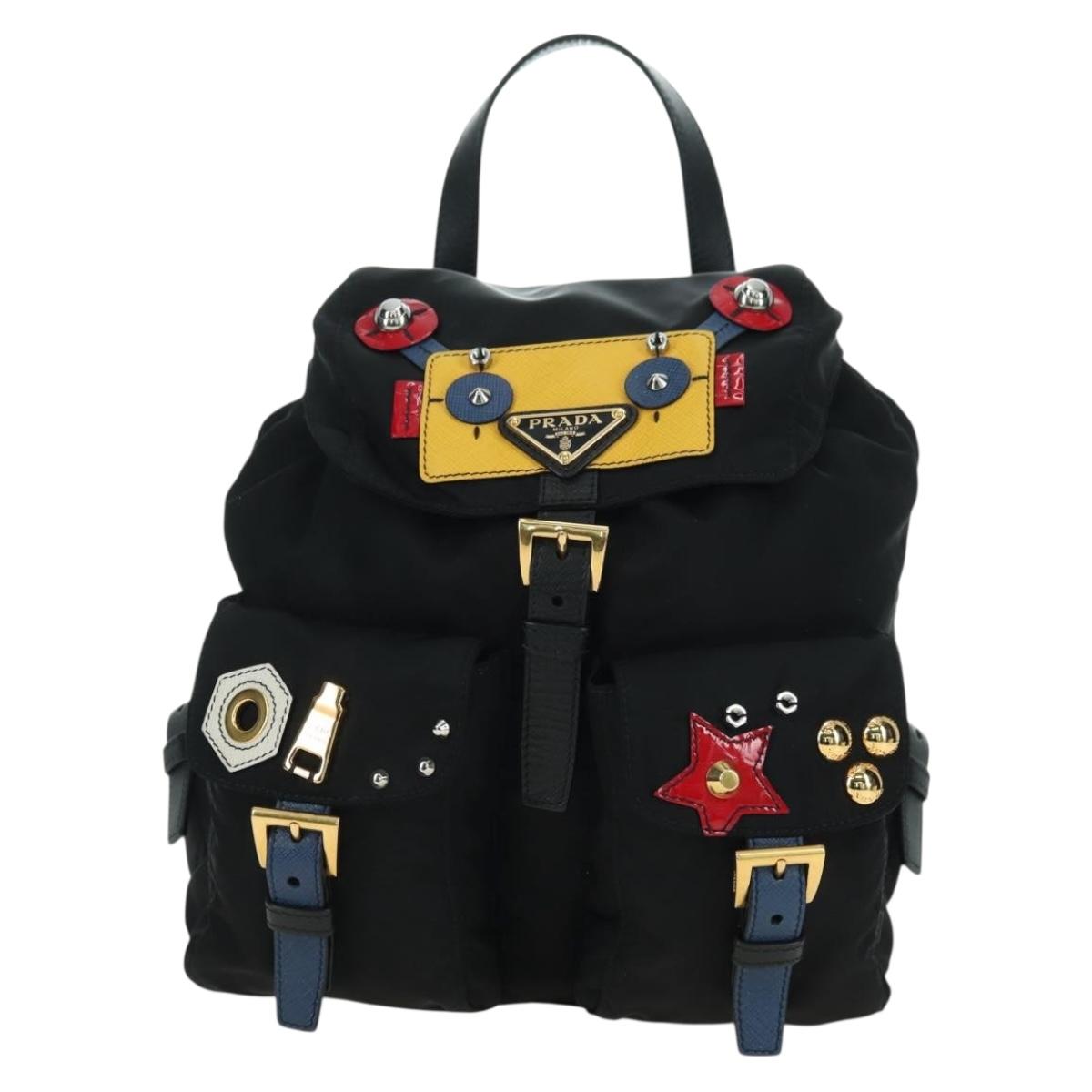 PRADA Robot Backpack Nylon Black Silver Auth 176514SAV