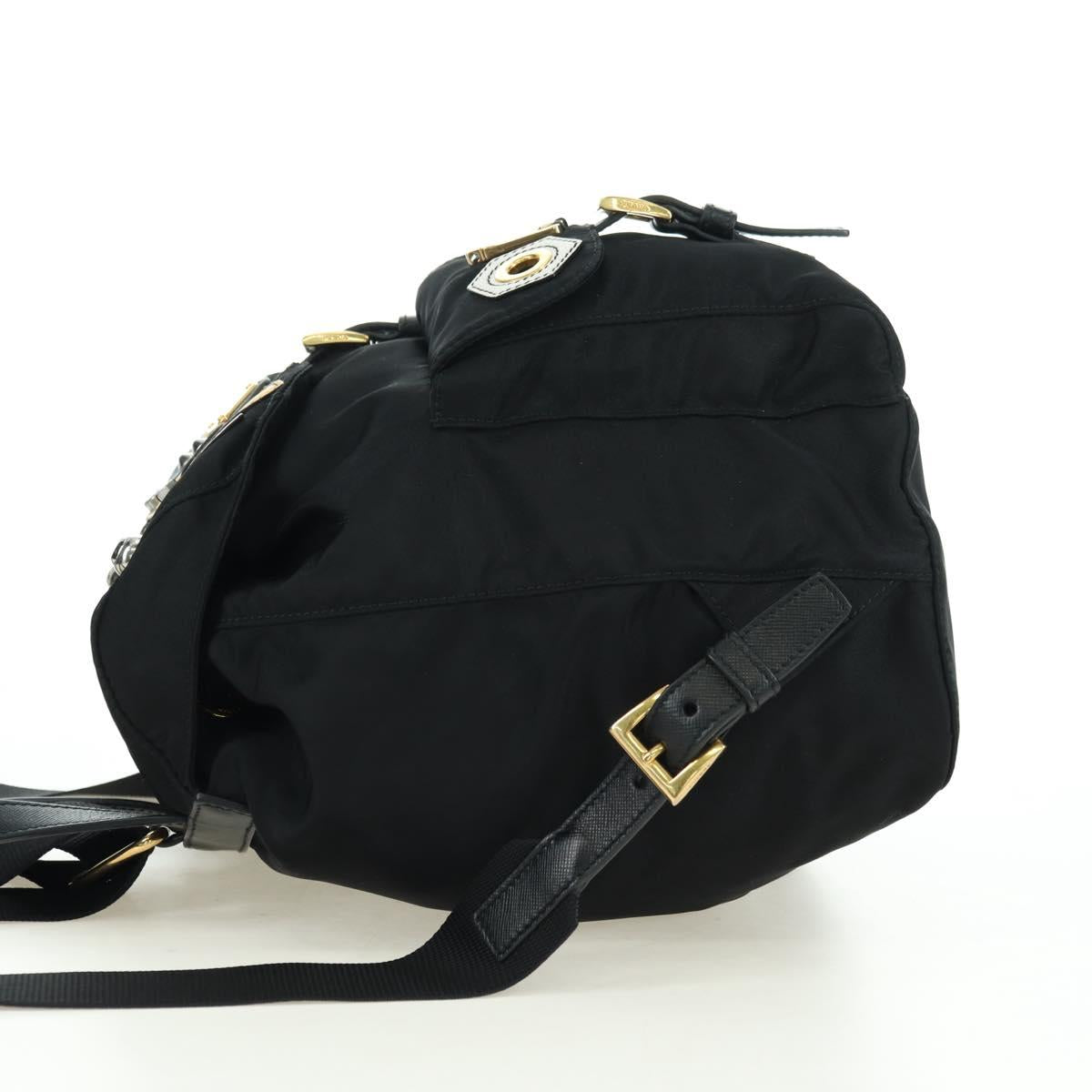 PRADA Robot Backpack Nylon Black Silver Auth 176514SAV