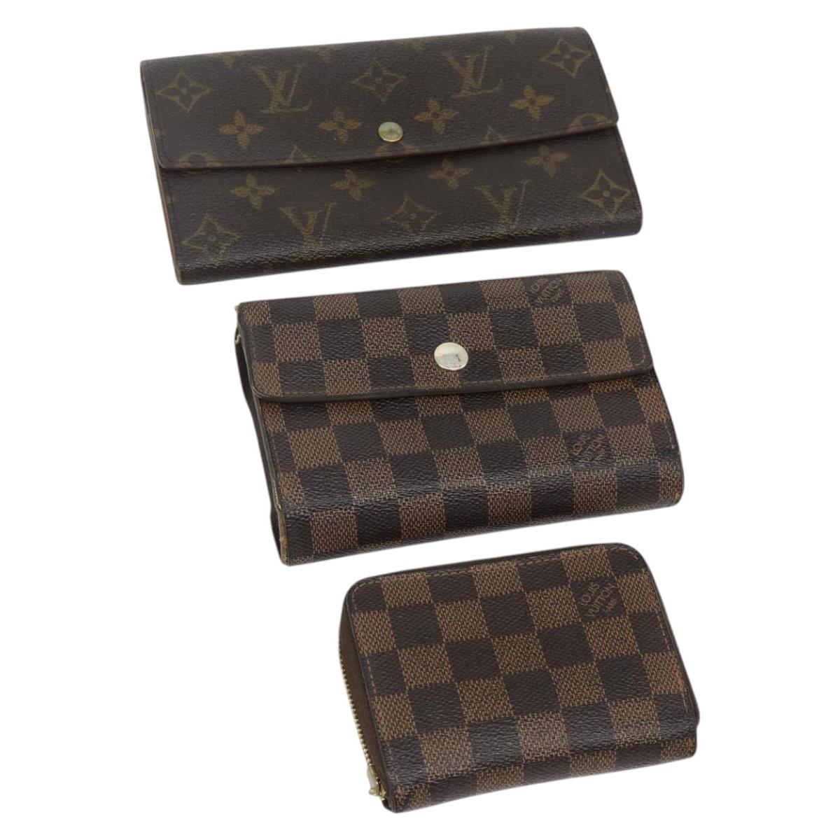 LOUIS VUITTON Monogram Damier Ebene Wallet 3 Set LV Auth 176526