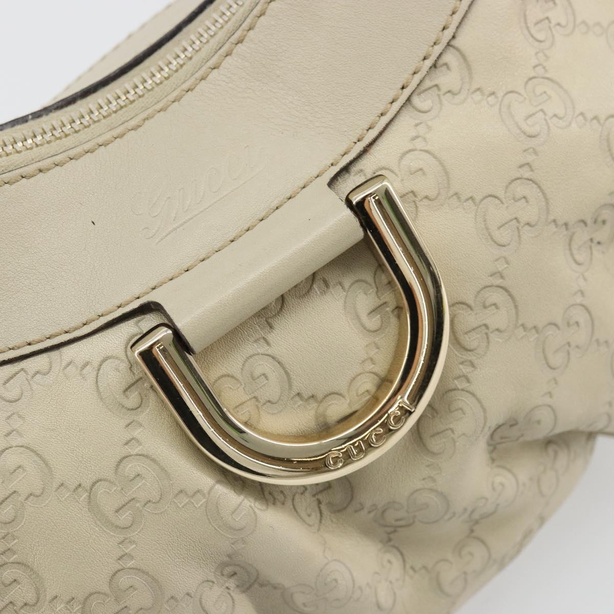 GUCCI GG Canvas Guccissima Abbey Bag Leather White Gold 190525 Auth 176568