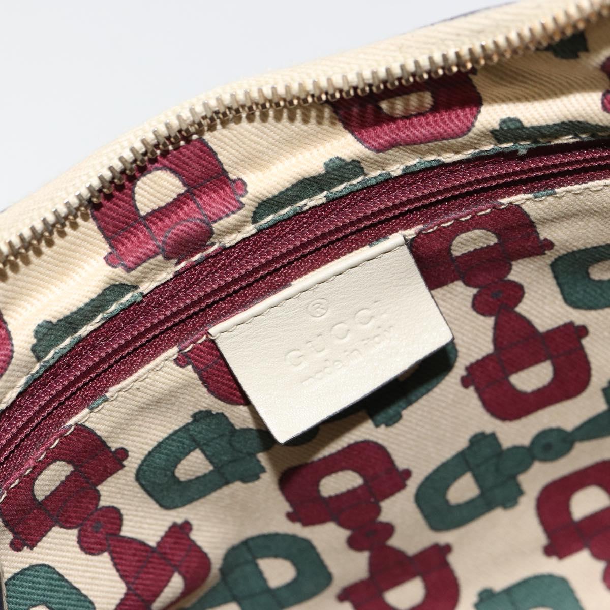 GUCCI GG Canvas Guccissima Abbey Bag Leather White Gold 190525 Auth 176568