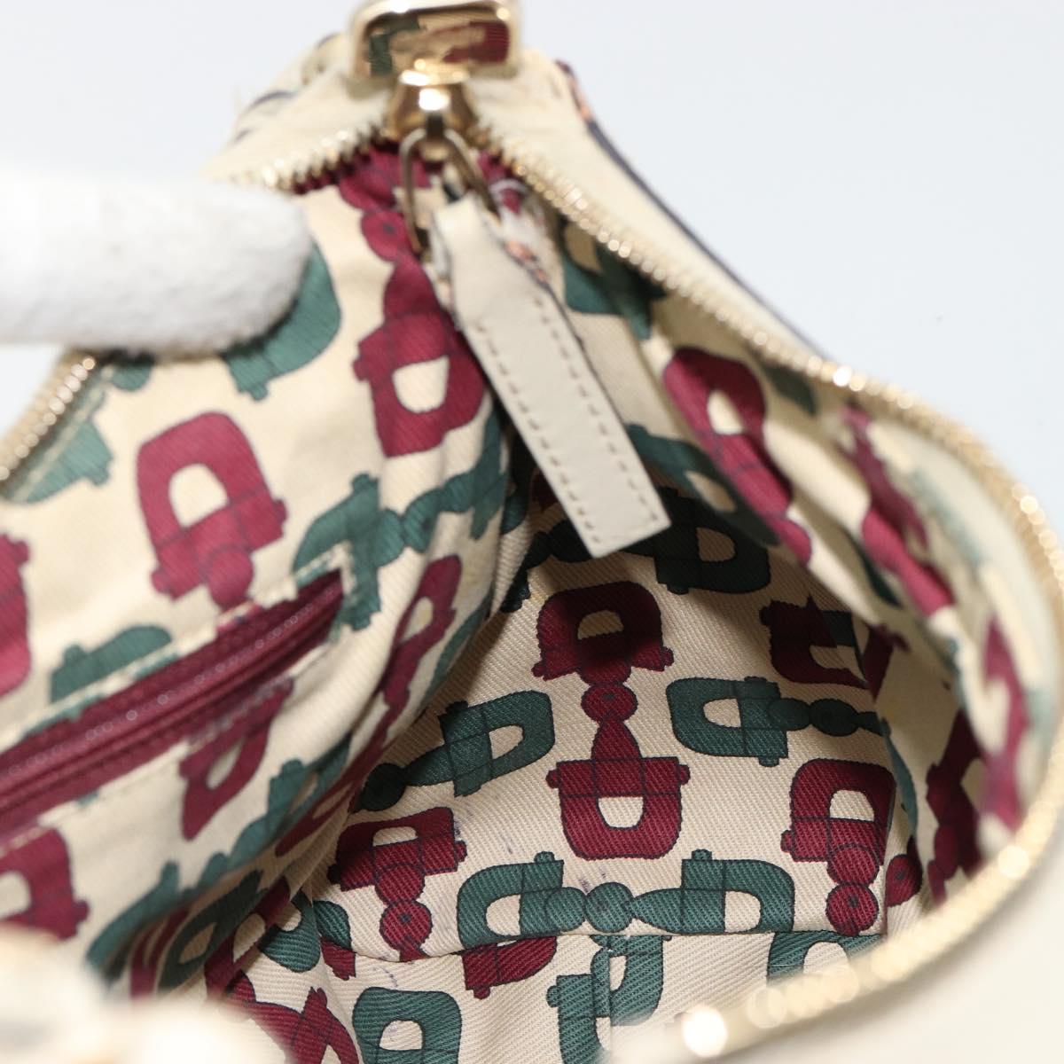 GUCCI GG Canvas Guccissima Abbey Bag Leather White Gold 190525 Auth 176568