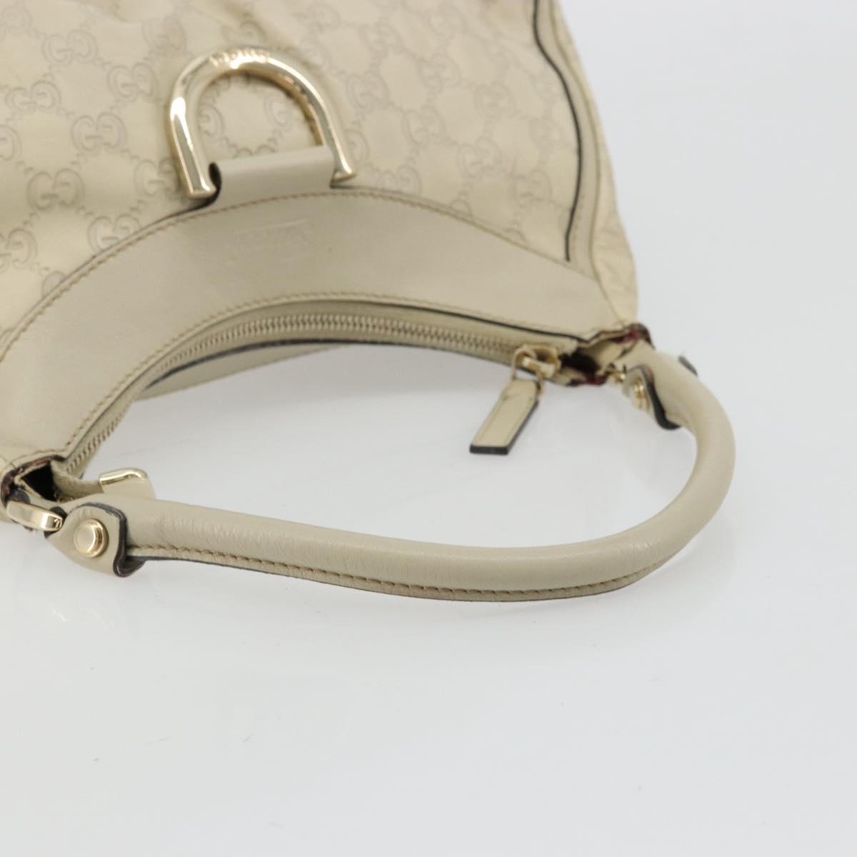 GUCCI GG Canvas Guccissima Abbey Bag Leather White Gold 190525 Auth 176568