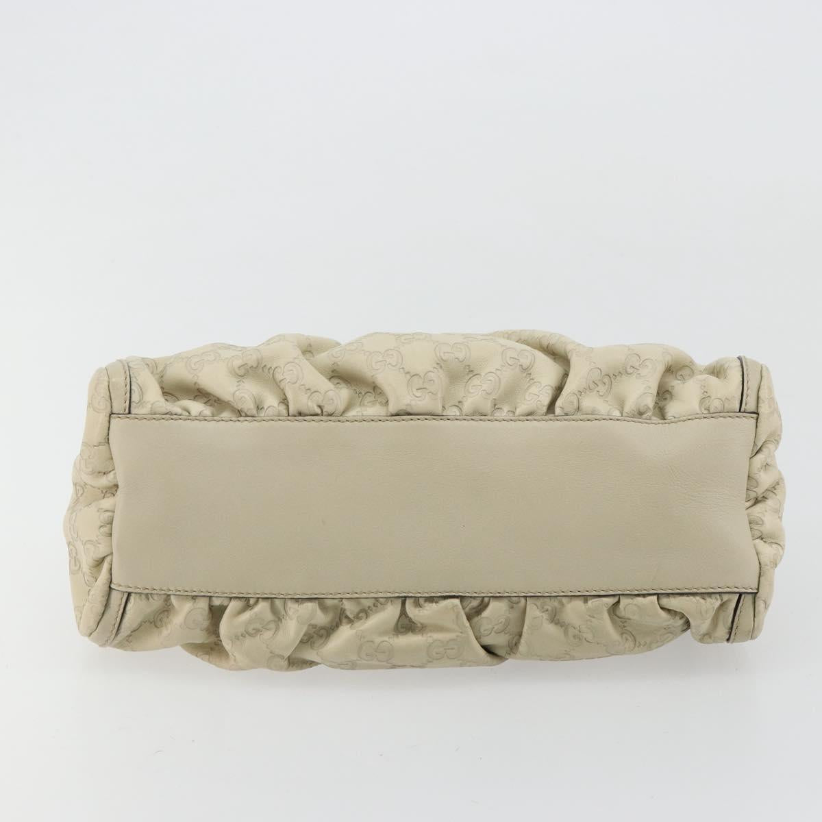 GUCCI GG Canvas Guccissima Abbey Bag Leather White Gold 190525 Auth 176568