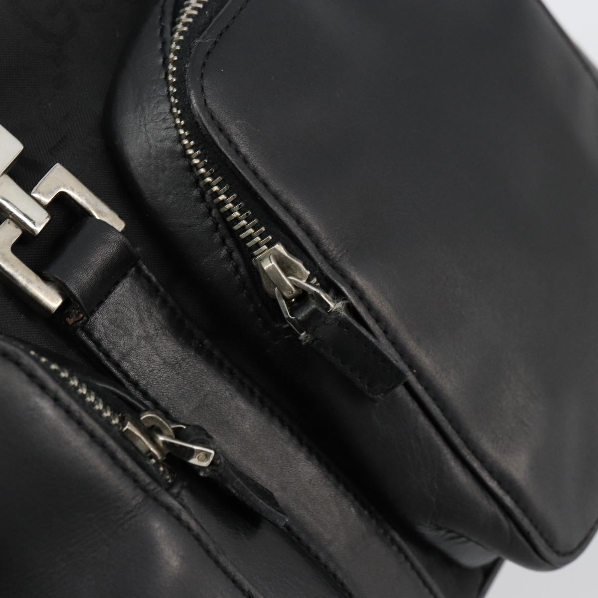 GUCCI GG Canvas Backpack Nylon Black Silver 003 0246 Auth 176569A