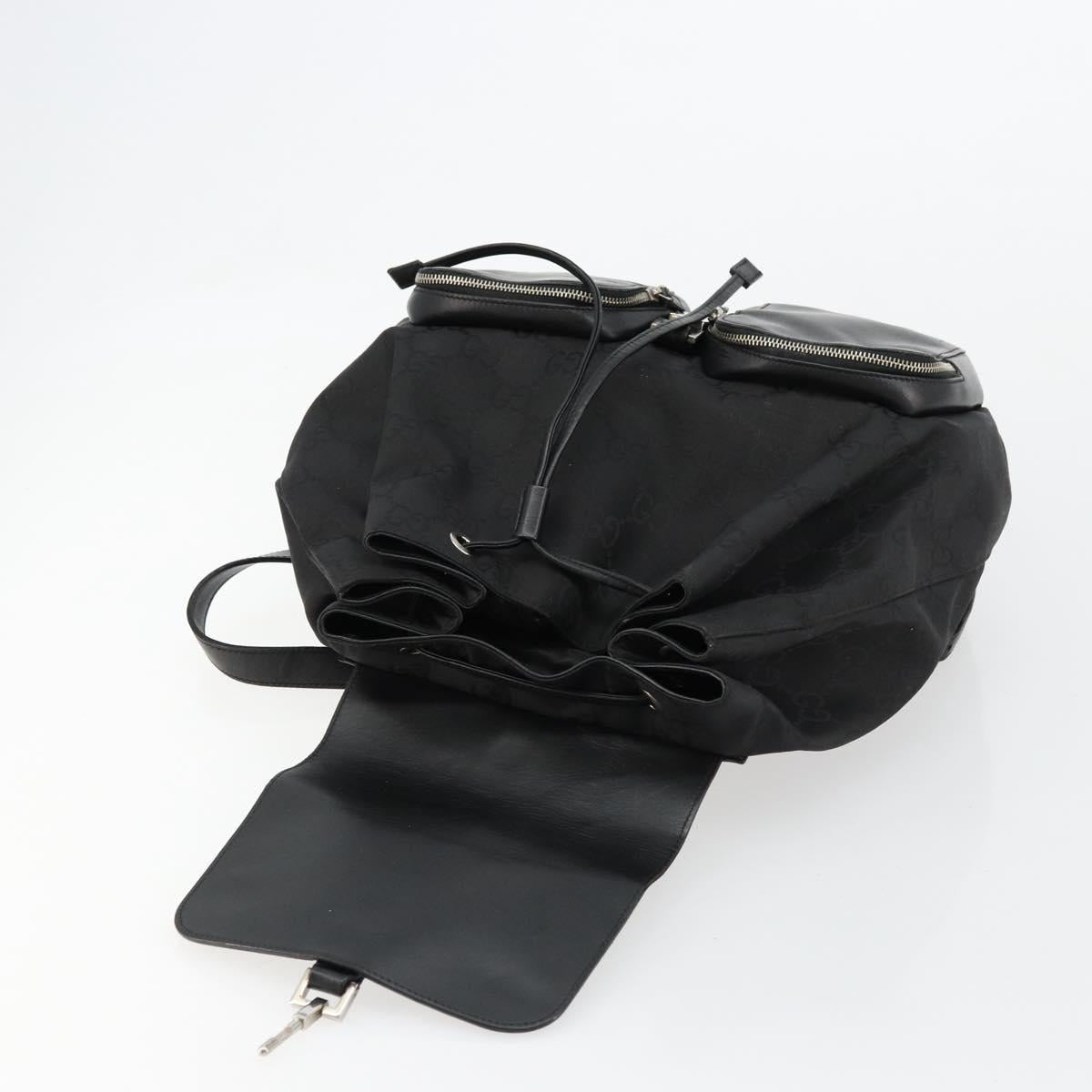 GUCCI GG Canvas Backpack Nylon Black Silver 003 0246 Auth 176569A