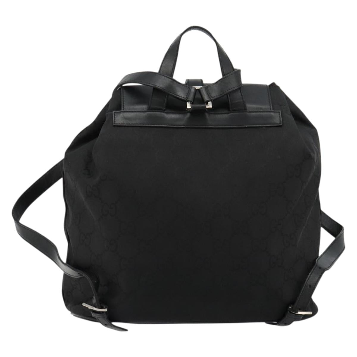 GUCCI GG Canvas Backpack Nylon Black Silver 003 0246 Auth 176569A
