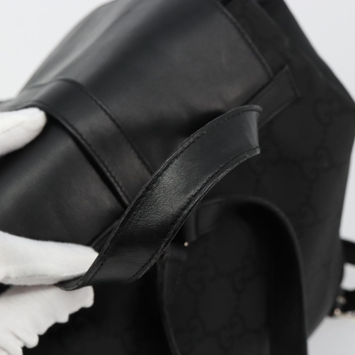 GUCCI GG Canvas Backpack Nylon Black Silver 003 0246 Auth 176569A