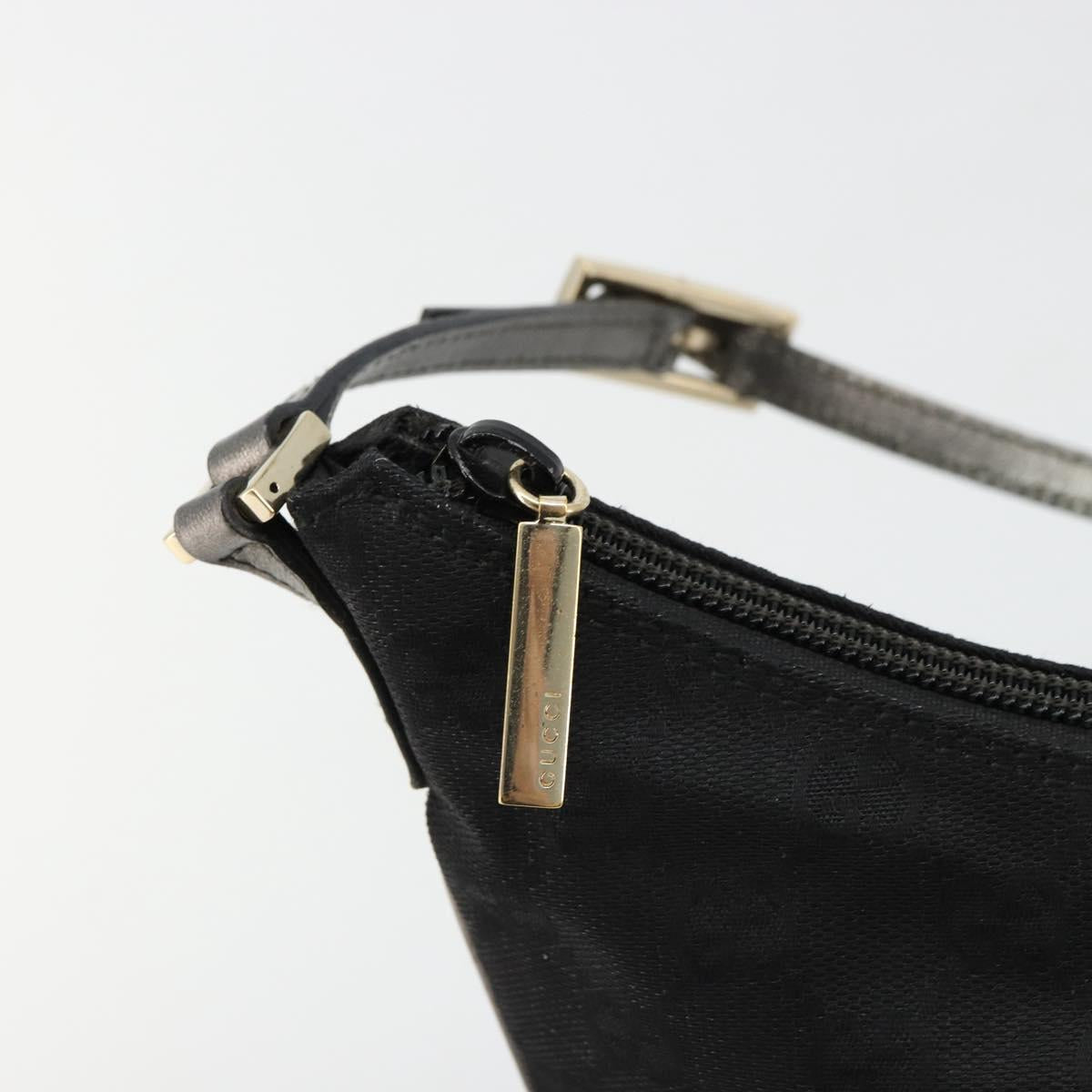 GUCCI GG Canvas Accessory Pouch Black Silver 005 0813 Auth 176572A