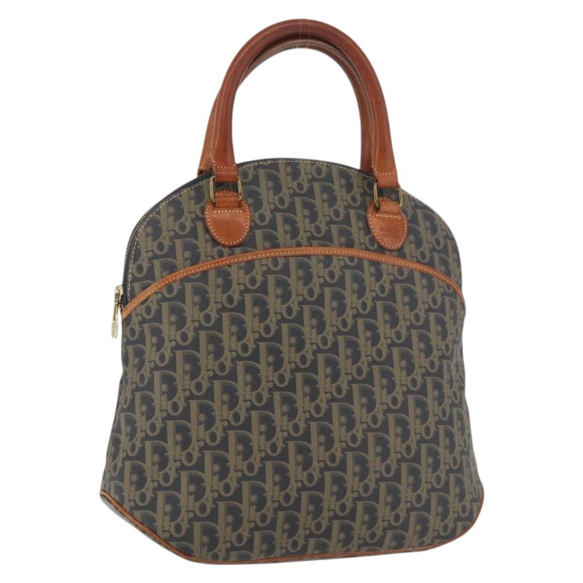 Christian Dior Trotter Canvas Hand Bag PVC Khaki Gold Auth 176583
