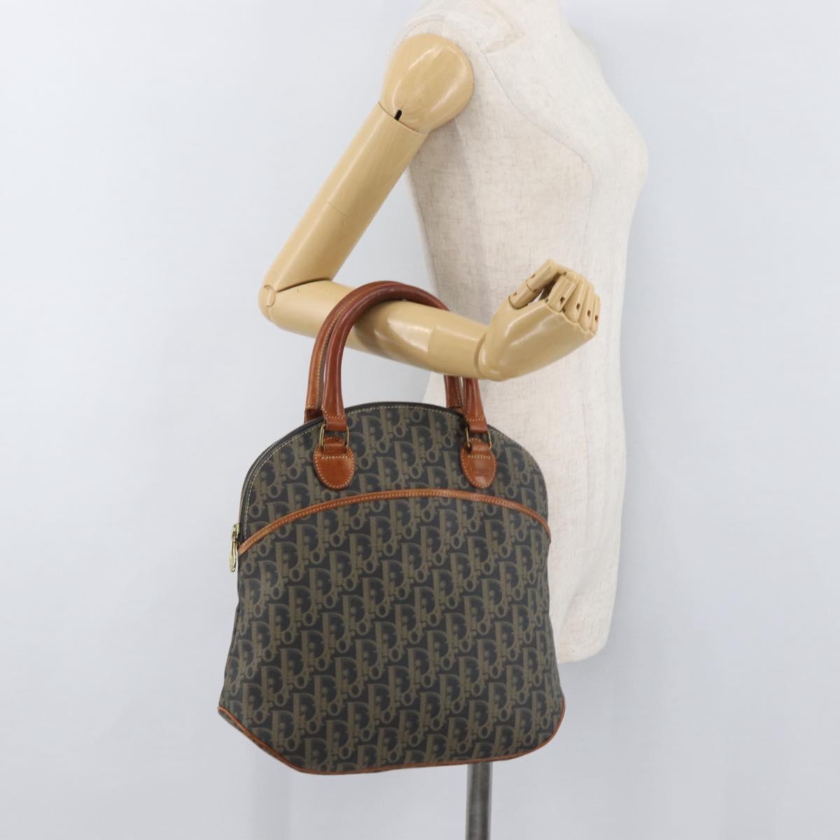 Christian Dior Trotter Canvas Hand Bag PVC Khaki Gold Auth 176583