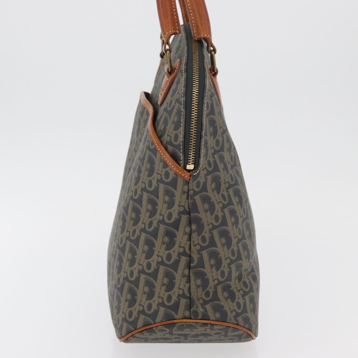 Christian Dior Trotter Canvas Hand Bag PVC Khaki Gold Auth 176583