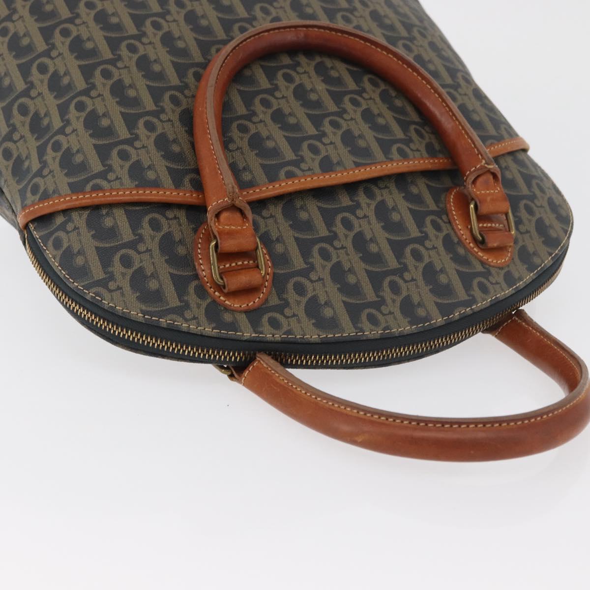 Christian Dior Trotter Canvas Hand Bag PVC Khaki Gold Auth 176583