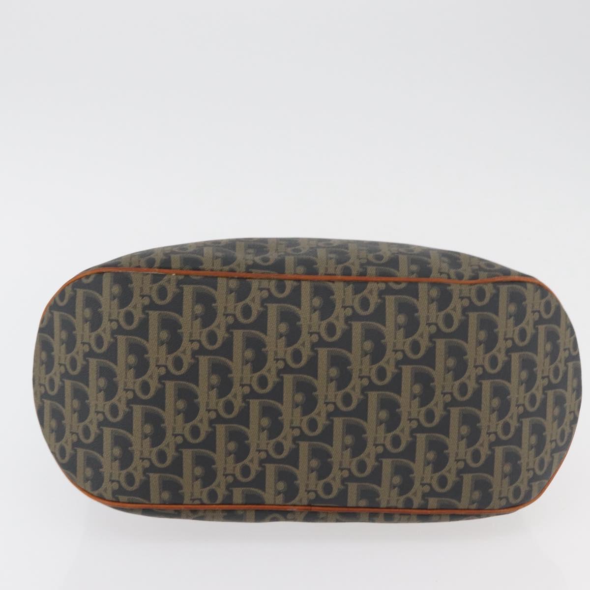 Christian Dior Trotter Canvas Hand Bag PVC Khaki Gold Auth 176583