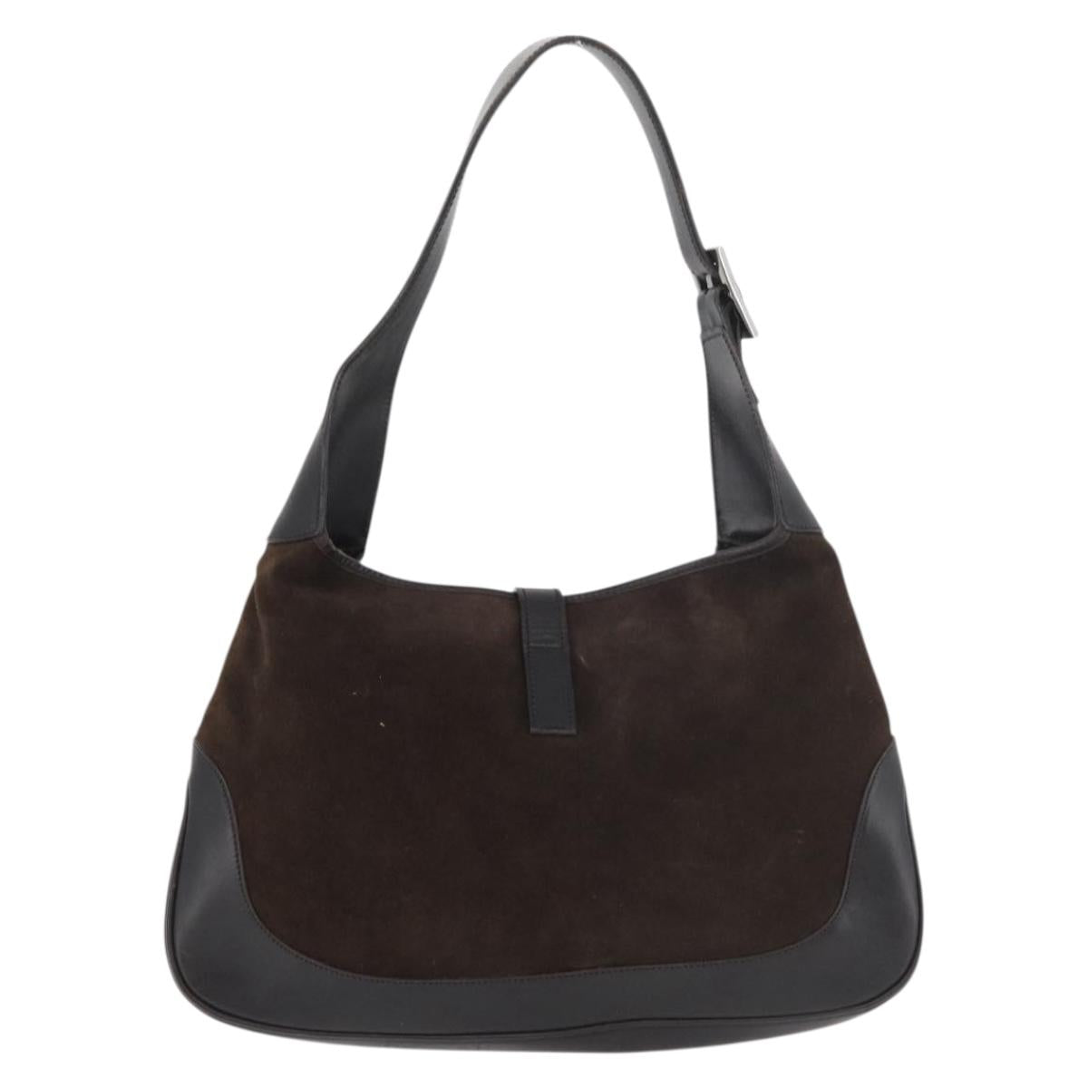 GUCCI Jackie Shoulder Bag Suede Brown Silver 001 3306 Auth 176584A