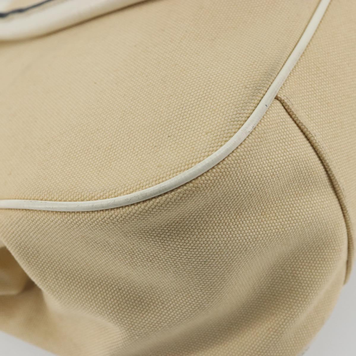 PRADA Shoulder Bag Canvas Beige Silver Auth 176585