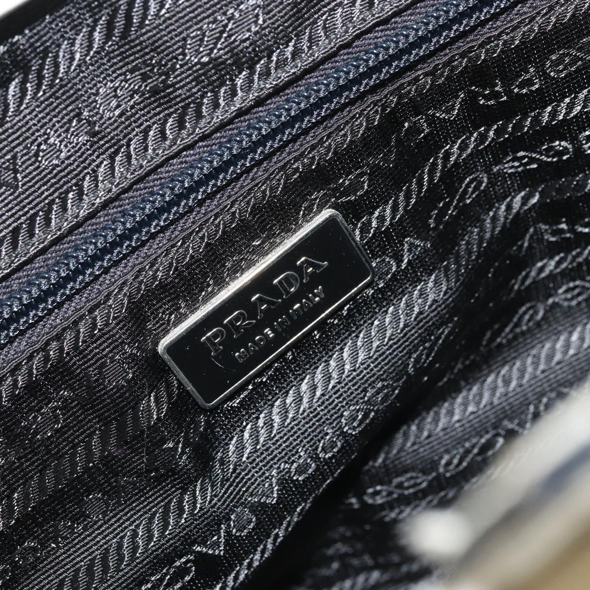 PRADA Shoulder Bag Canvas Beige Silver Auth 176585