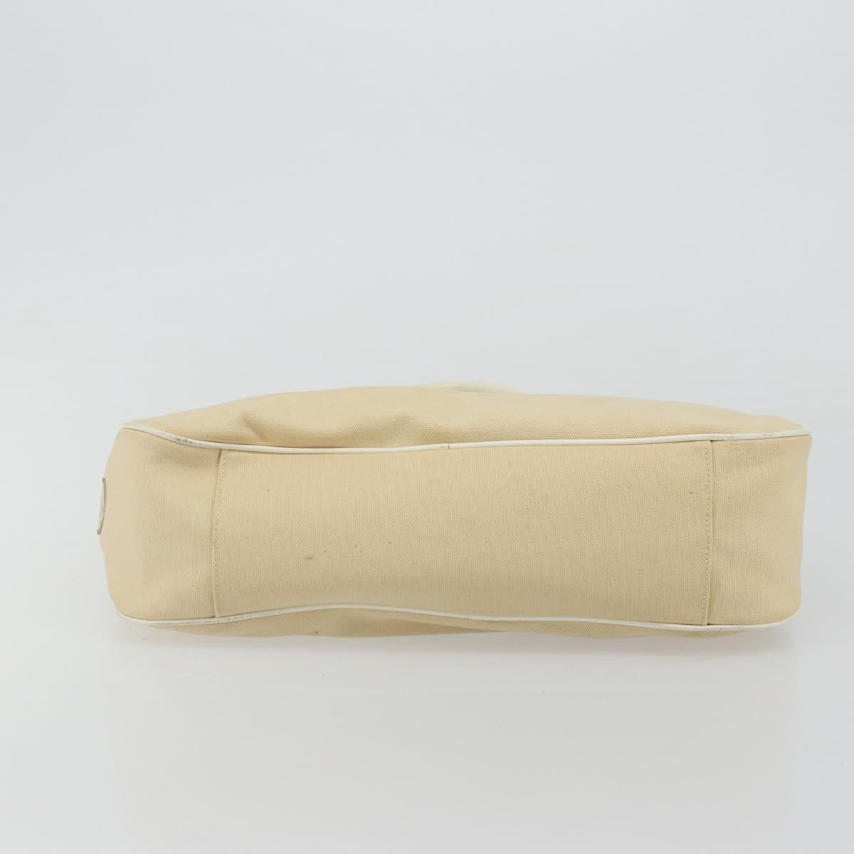 PRADA Shoulder Bag Canvas Beige Silver Auth 176585