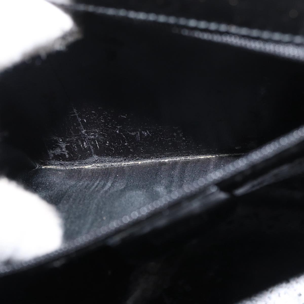 GUCCI Bamboo Hand Bag Enamel Black Silver 000 781 0295 Auth 176588