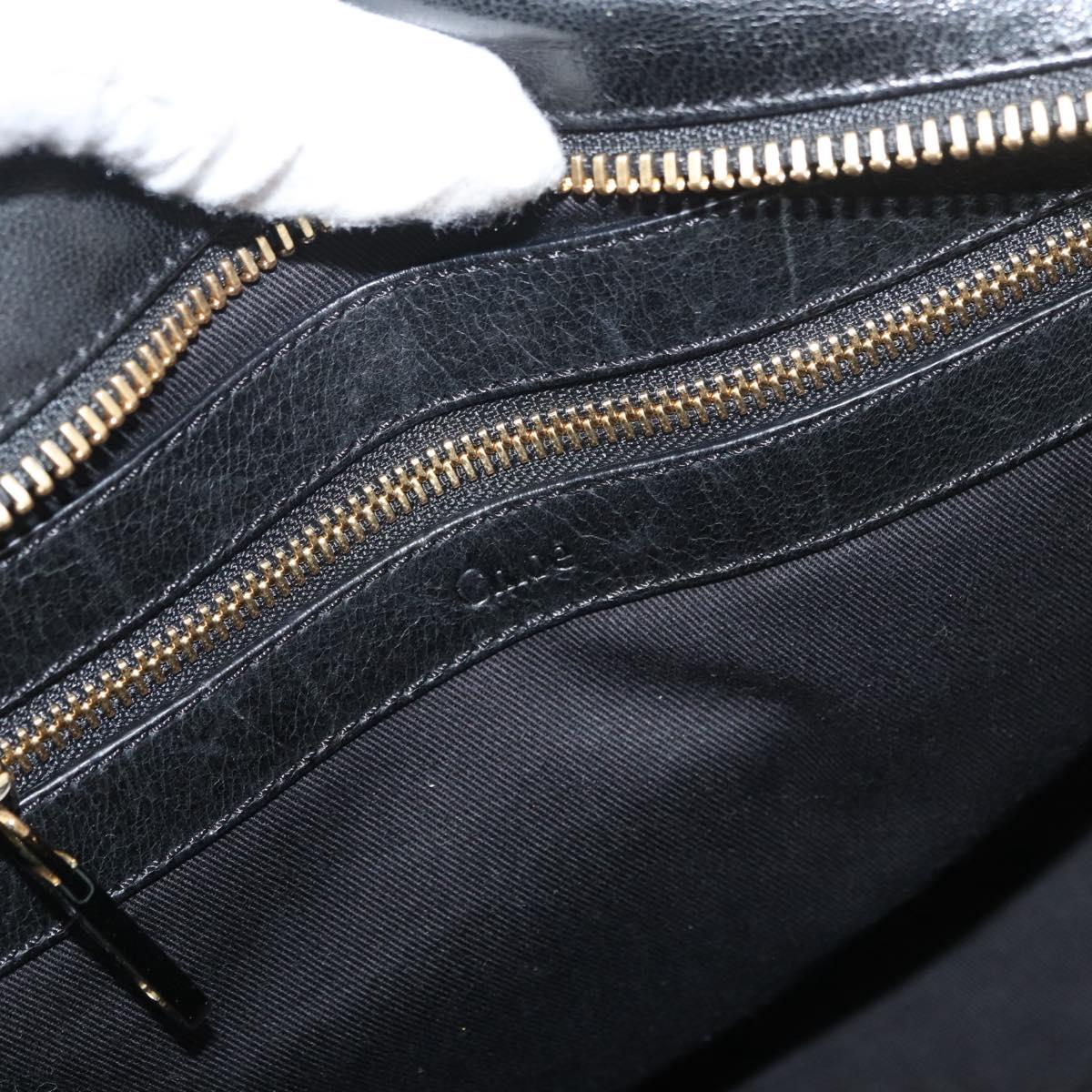 Chloe Etel Hand Bag Leather 2way Black Gold Auth 176589A