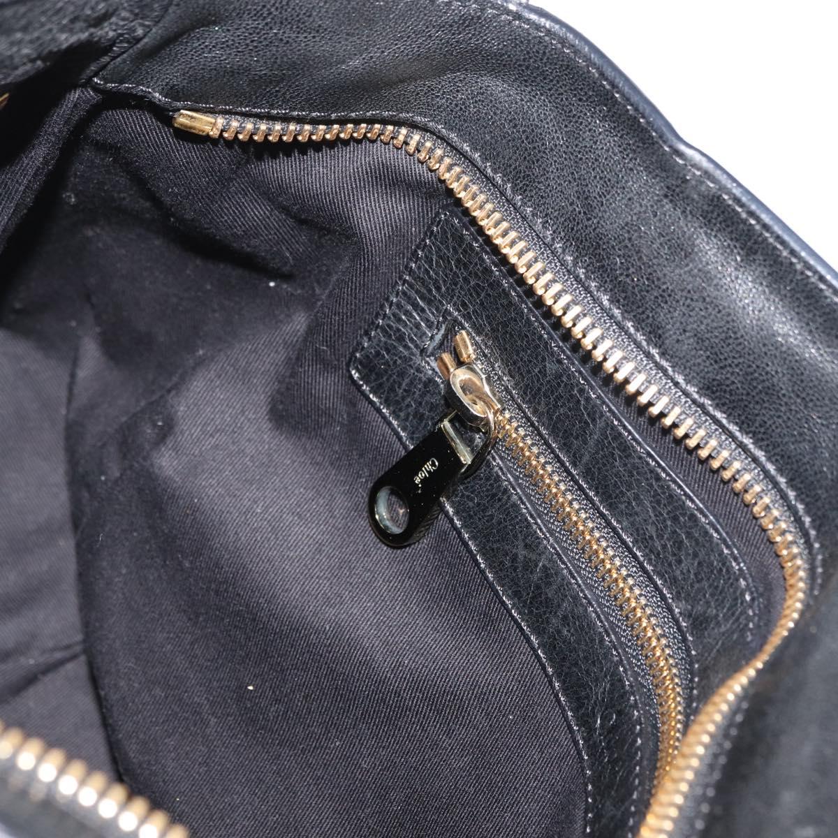 Chloe Etel Hand Bag Leather 2way Black Gold Auth 176589A
