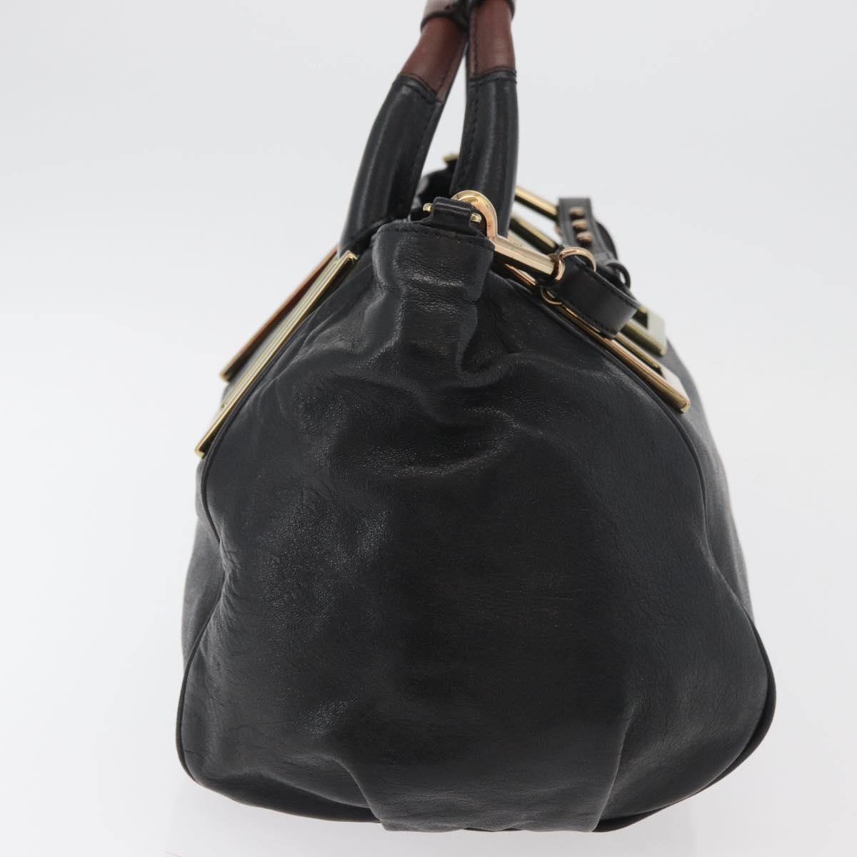 Chloe Etel Hand Bag Leather 2way Black Gold Auth 176589A