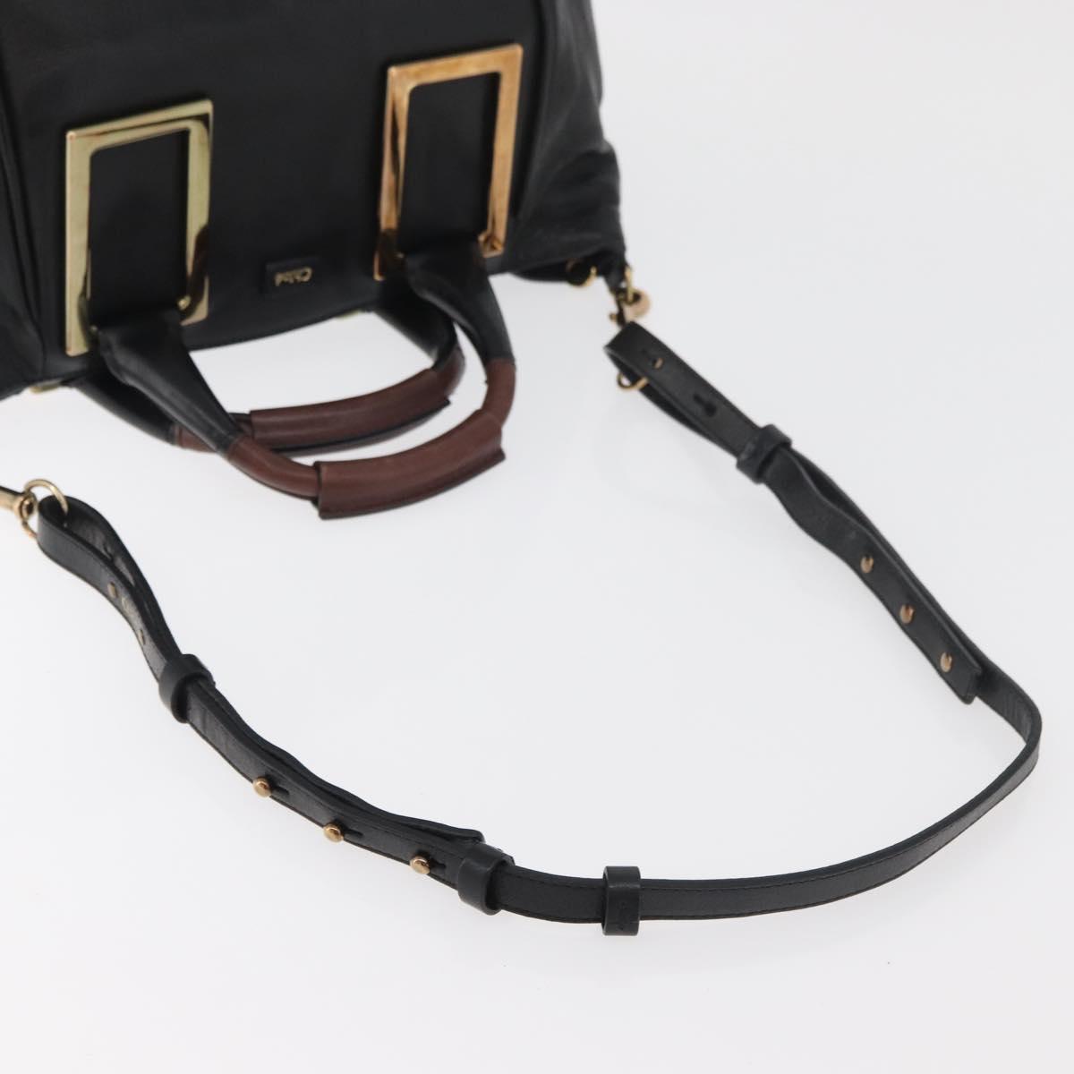 Chloe Etel Hand Bag Leather 2way Black Gold Auth 176589A
