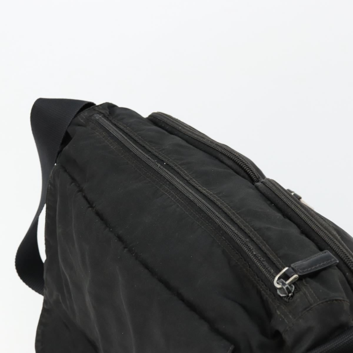 PRADA Shoulder Bag Nylon Black Silver Auth 176591