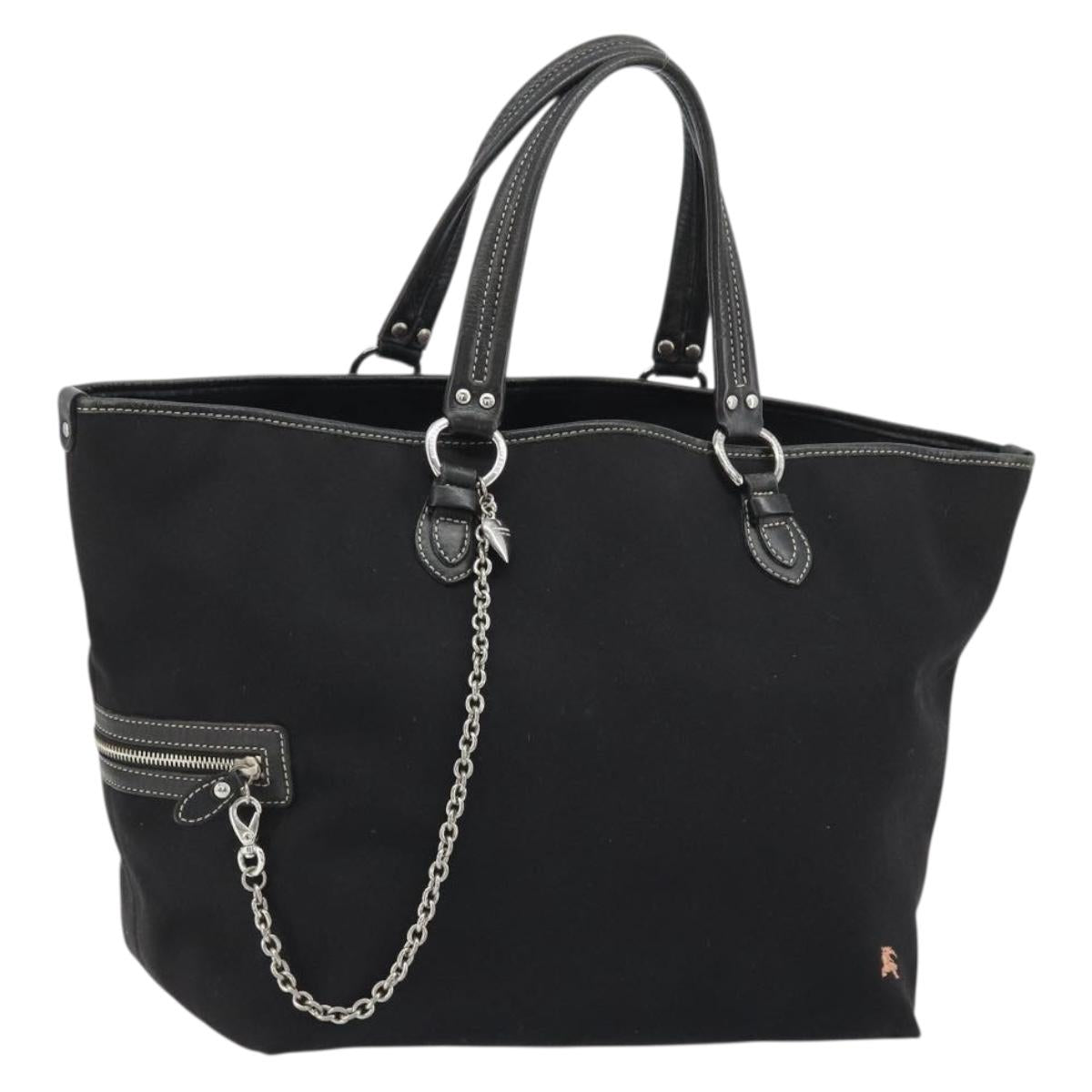 BURBERRY Blue Label Tote Bag Canvas Black Silver Auth 176595