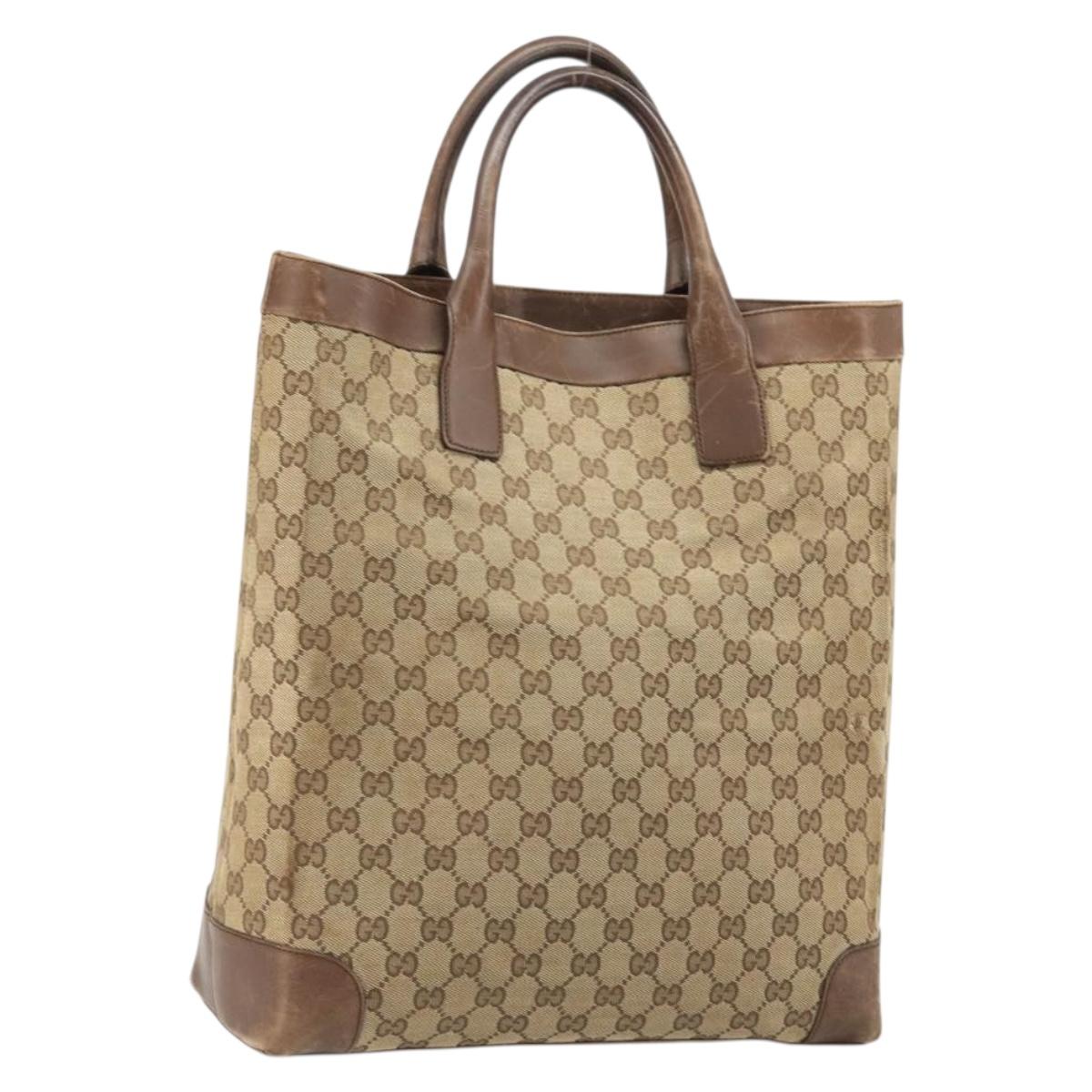 GUCCI GG Canvas Hand Bag Beige Silver 002 1121 1669 Auth 176604