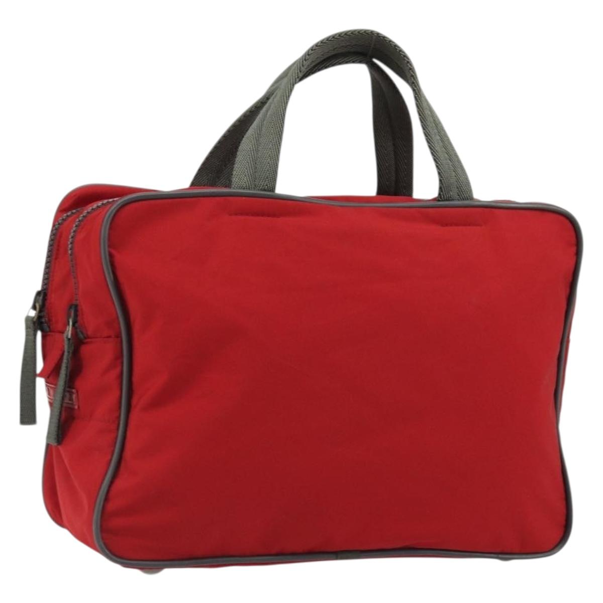 PRADA Sports Hand Bag Nylon Red Silver Auth 176606