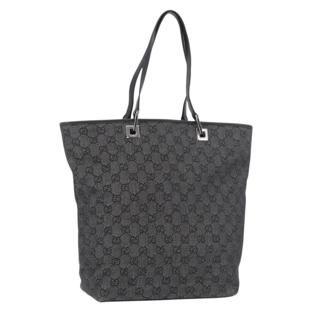 GUCCI GG Canvas Tote Bag Black Silver 31243 Auth 176607