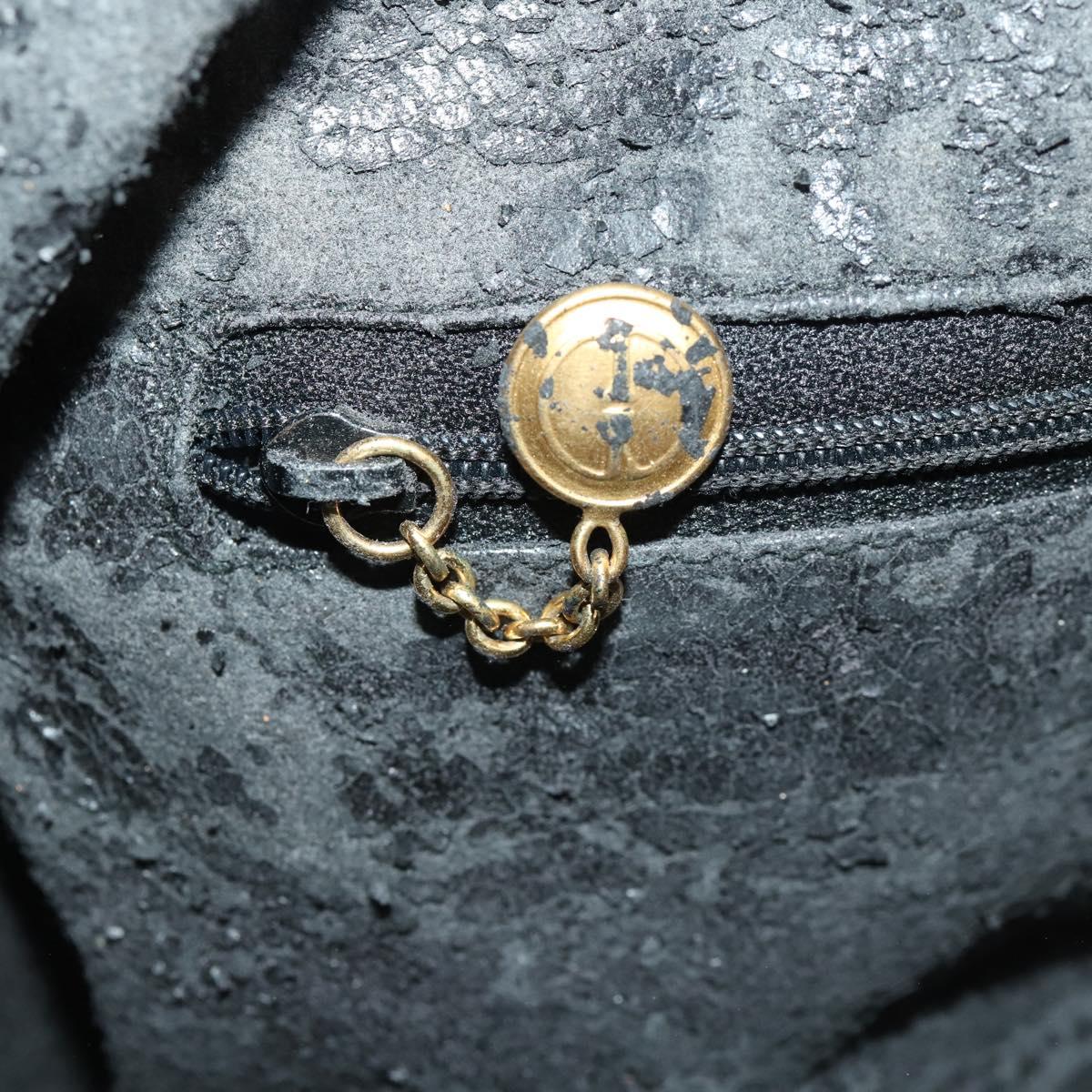 GUCCI Bamboo Shoulder Bag Suede Black Gold 001 1577 Auth 176611
