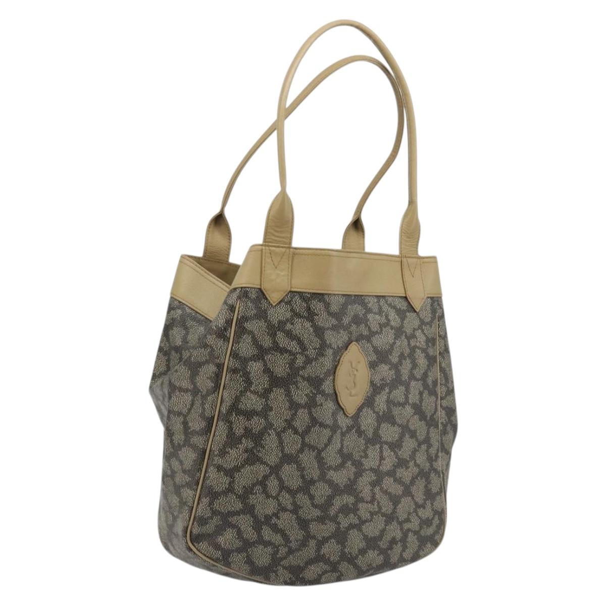 SAINT LAURENT Shoulder Bag Canvas PVC Gray Auth 176612